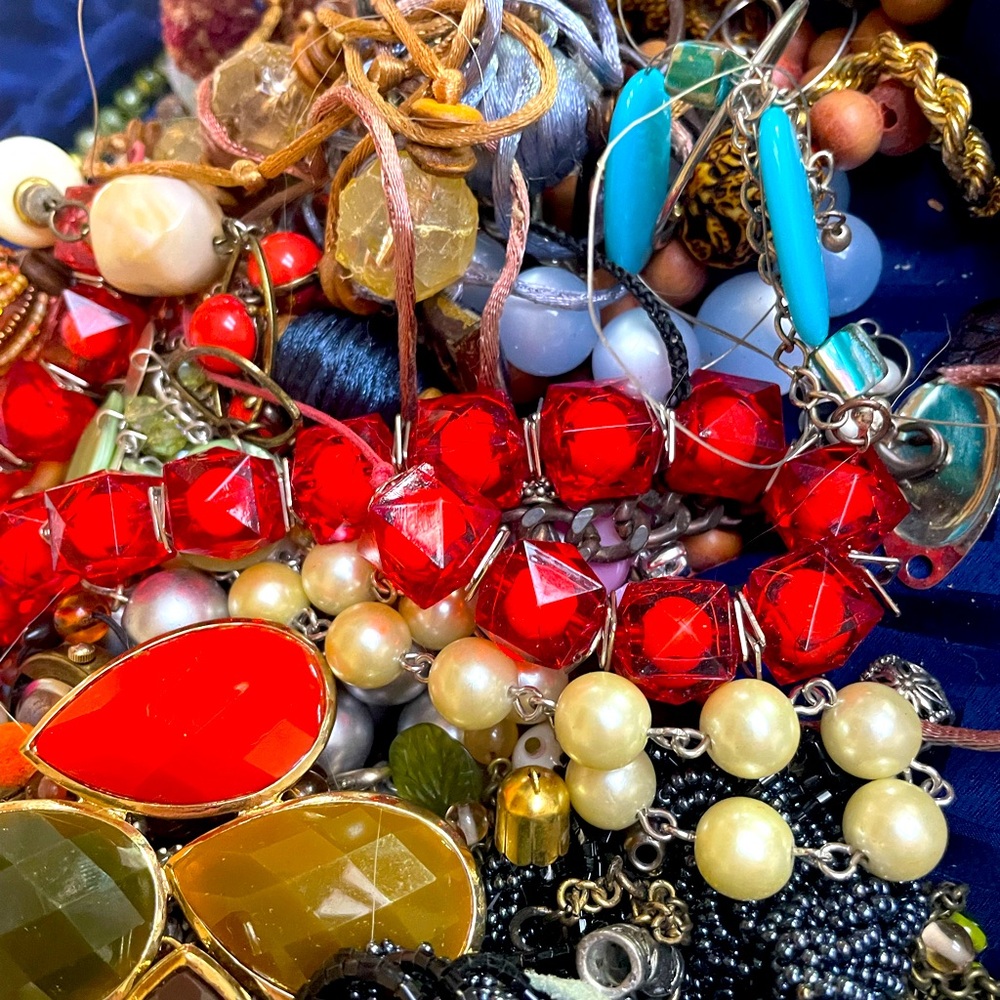 Jewelry Lot over 6 LBS of project jewelry craft wooden lucite plastic beads #6